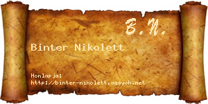 Binter Nikolett névjegykártya